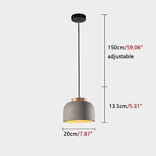Lustre en béton gris suspendu nordique et industriel avec douille E27 - 7