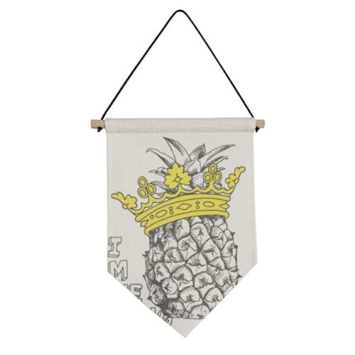 PineFruit Line Drawing Fruit King Canvas Flag Hanging Wall Art Decor Banner