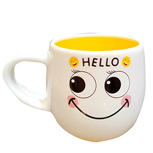 Image of Occasion White Emoji Smily Happy Ceramic Milk /Coffee /Tea /Juice Mug -250ML (Set of All 6 Emoji Mugs)