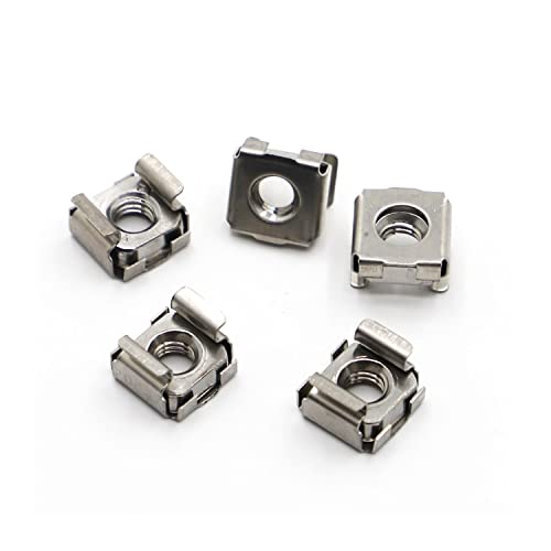 Tuercas enjauladas, Tuerca flotante, Tuercas flotantes de cuarteto de acero inoxidable 304, color zinc, carcasa elástica, 5 unidades