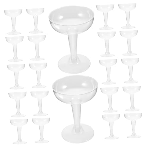 Luxshiny 20個 使い捨てカクテルカップクリアプラスチック製高脚ワイングラス家用パーティー向け飲料カップ