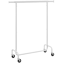 Perchero Burro Bricomart SONGMICS Burro Ropa con Ruedas, Perchero Burro Extensible con Carga Pesada, Capacidad de Carga de 130 kg, Fácil de Montar, Portátil, Blanco Mate HSR011W01