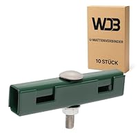 WDB - U-Mattenverbinder Gittermattenverbinder 10er Pack, U-Form, kompatibel mit 656 & 868 – Verzinkt, Grün RAL 6005