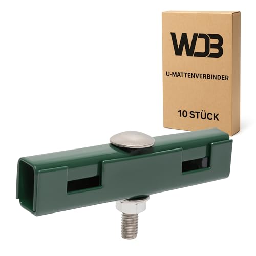 WDB - U-Mattenverbinder Gittermattenverbinder 10er Pack, U-Form, kompatibel mit 656 & 868 – Verzinkt, Grün RAL 6005