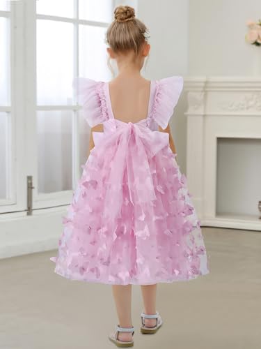 Image of Tutu.kk Toddler Girls Vintage Party Dress Ruffled Sleeve A-Line Tulle Flower Girl Dresses for Wedding,Birthday