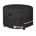 Exokugo Outdoor Fire Pit Cover Round,Heavy Duty 600D 100% Waterproof Patio Round Fire Pit Cover 50In,Weatherproof Firepit Covers for 48-50In Round Fire Pit,Black
