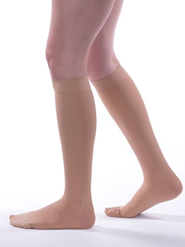 Image of Allegro 20-30 mmHg Firm Knee High Compression Stockings for Men and Women | Support hose with durable fabric and full toe coverage for comfortable everyday wear during work, travel and active days