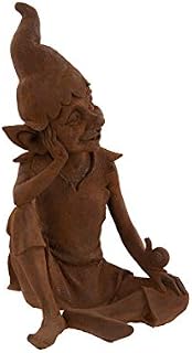 F&G Supplies Charming and fun Pixie Sitting garden ornament - made from Cold Cast Iron