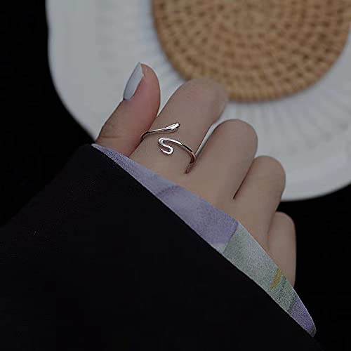 Belons Damen Ring 925 Sterling Silber Schlange Ring Offen Verstellbare Ringe für Mädchen Kinder