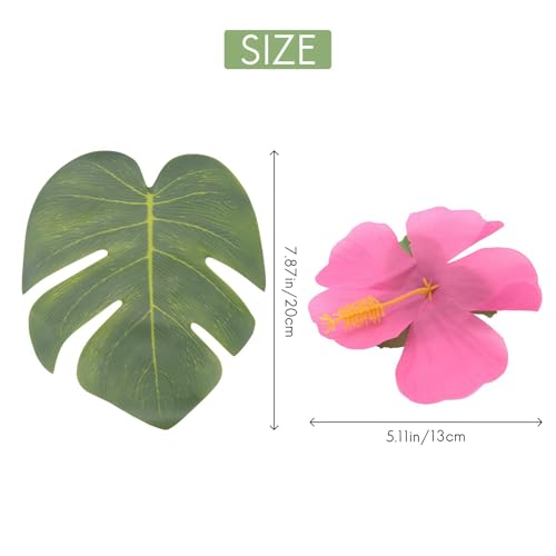 Fournitures de décoration de fête tropicale et feuilles de simulation pour soirée luau - 8