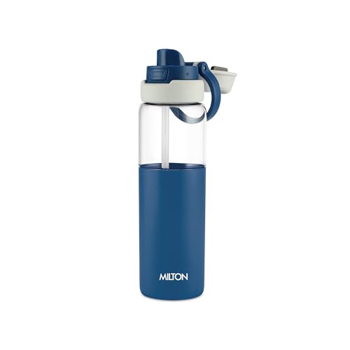 Image of MILTON Navi 800 2-in-1 Lid Sip or Gulp Water Bottle 800 ml | Sturdy Handle I BPA Free| Food-Grade | One-Touch Open | Leak-Proof | Ideal for Office, School, College, Gym, Blue