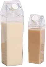 LUIE TEK LIYA Clear Plastic Milk Bottle for Refrigerator Organization Square Leakproof Water Bottle, Portable Reusable Carton Shaped Juice Container(1000ML)