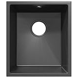 Finition: Mat Évier de Cuisine 1 Bac, Lavabo de Cuisine Évier à Encastrer en Granit Gris 38 x 44 x 20 cm Granite