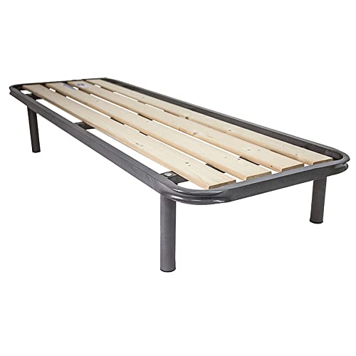 Rete Letto Singola Ortopedica 90x200 Cm Con Doghe Verticali In Legno Massello - Made In Italy