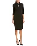 Donna Morgan womens Stretch Crepe 3/4 Sleeve Twisted Neckline Sheath Business Casual Dress, Black, 8 US