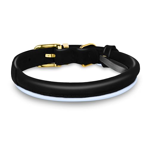 OOPSDOGGY Reflective Rolled Leather Dog Collar for Small Medium Large Dogs Puppy 8 Colors, 7 Sizes (Black, S, 10"-13") - Image 2