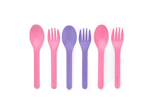 Omie OmieBox Utensil Refill Pack for OmiePod - Matches Bubble Pink or Lilac Purple OmieBox Utensil Set with Case - Reusable, Travel, Lunch Boxes - 6 pieces total (3 spoons + 3 forks) PODS NOT INCLUDED