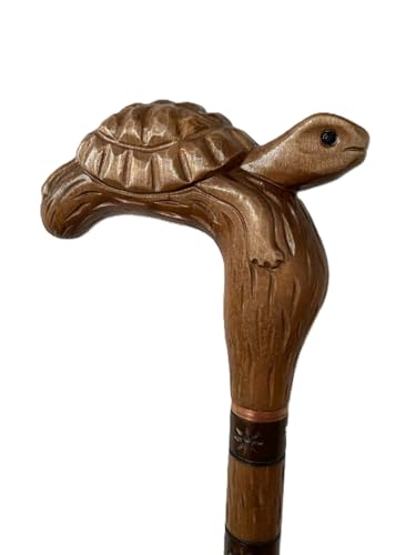 Turtle Head Hand-Carved Head Designer Walking Cane - Wooden Hand Carved Walking Cane - Premium Wood Carved Walking Stick Cane - 36