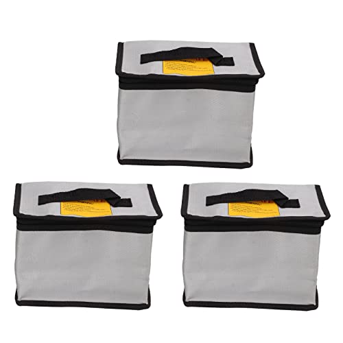 Respicefinem 3PCS Lithium Battery Bag with Zipper Portable Fireproof Explosionproof Battery Storage Pouch