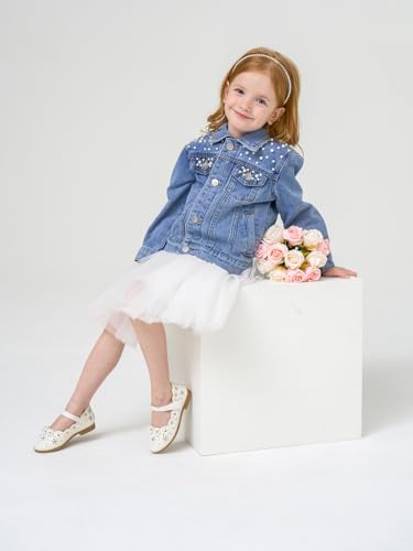 Miipat Toddler Girls Denim Jacket Sequin Patchwork Jean Jacket Little Kids Button Down Long Sleeve Jean Coat4