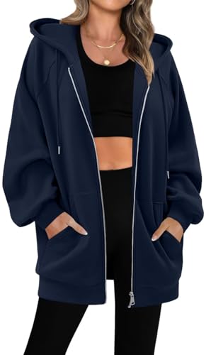 StunShow Women's Zip Up Hoodies Oversized Fleece Long Sleeve Sweatshirts Casual Fall Jacket Coat with Pocket(S-3XL)