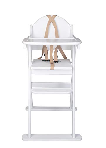 Safetots Putaway opvouwbare houten hoge stoel, wit, 8,5 kg