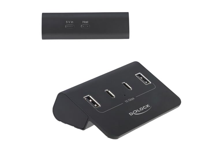 Delock USB 10 Gbps Hub mit 2 USB-C und 2 USB-A Ports | 4 Ports gesamt, USB 3.2 Gen 2, USB-C & USB-A, 10 Gbps Übertragung
