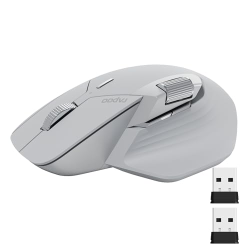 Image of Rapoo MT760Mini Bluetooth Wireless Mouse - Bluetooth 5.0 and 2.4GHz Multi-Mode Connection, Support 4 Devices, M+ Cross Computer Technology, 11 Programmable Buttons,Light Grey