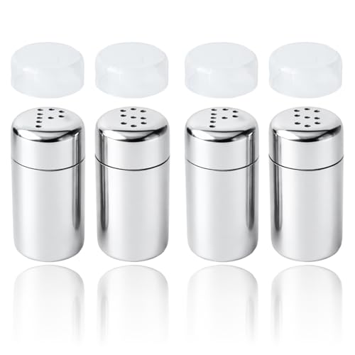 Lot de 4PCS salière et poivrière, 2 salière poivrière avec trous S pour épices et 2 salière et poivrière avec trous P, bouteilles à épices de voyage...