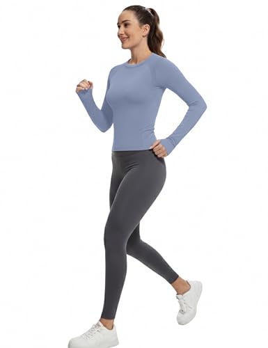 Image of MathCat Workout Shirts for Women Long Sleeve, Workout Tops for Women, Quick Dry Gym Athletic Tops,Seamless Yoga Shirts XS-XL