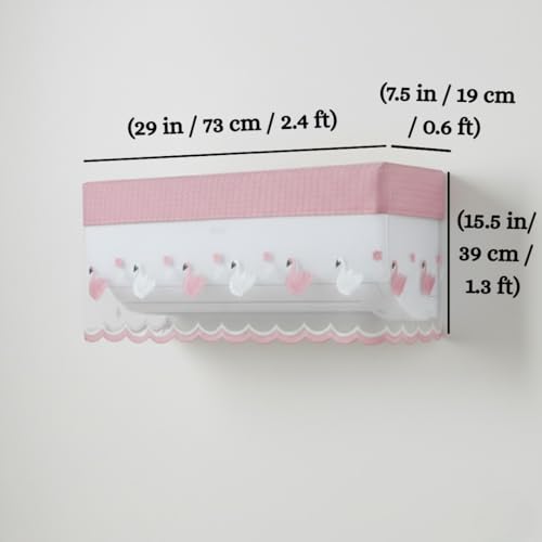 Image of Premium Cotton Net AC Cover for 1.5-2 Ton Split Air Conditioner | Dust Protection AC Indoor Unit Cover for Summer | Embroidered & Printed | Pack of 1 (Pink Duck)