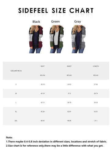 Sidefeel Women Hooded Knit Cardigans Button Colorblock Cable Sweater Coat Small Black #TOP5