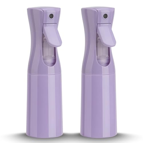 Image of Continuous Mist Spray Bottle, 6.8OZ /200ML Fine Mist Water Spray Bottle for Hair, Salons, Barber, Plants, Skin Care, Cleaning (Purple, 2 Pack)