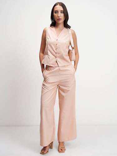 Image of Tokyo Talkies Women Tailored Waistcoat & Flared Trousers Co-ord Set | Sleek & Sophisticated | Trendy & Versatile