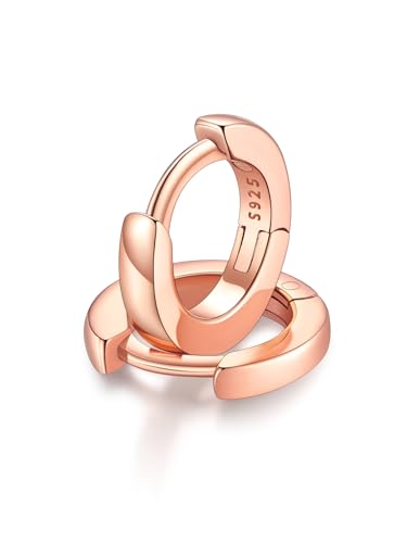 FaithHeart Earrings for Women Rose Gold Small Huggies Hoops 6mm Tiny Sterling Silver Earring Hoop for Daughter Mum
