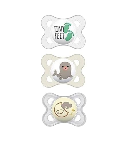 Image of MAM Variety Pack Baby Glow in The Dark Pacifier, Includes 6 Types of Pacifiers, Nipple Shape Helps Promote Healthy Oral Development, 0-6 Months, Boy, 6 Count (Pack of 1)