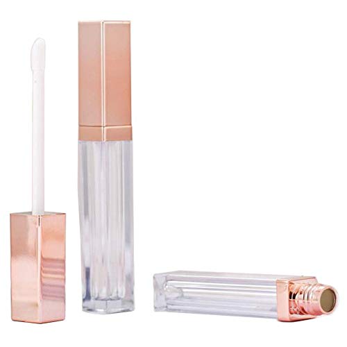 5 Pcs 5ml Empty Lip Gloss Tubes Refillable Lip Balm Bottles Containers with Lip Brush and Rose Gold Lid for DIY Lipstick Samples