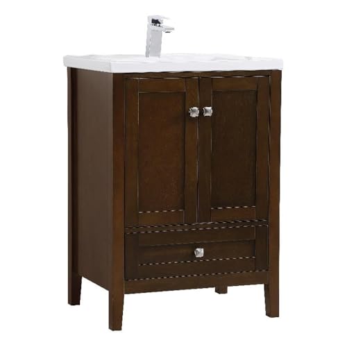 Elegant Decor Aqua 24" Wood Single Bathroom Vanity in Antique