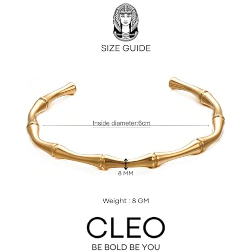 Image of Bamboo Pattern Bracelet for Women | Premium Gold Plated Cuff Bracelet | Minimalist Designer Jewellery for Daily & Party | Gift for Her
