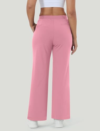 Image of Wide Leg Work Pants for Woman Stretchy Office Slack Dress Pants Business Trousers with Pockets
