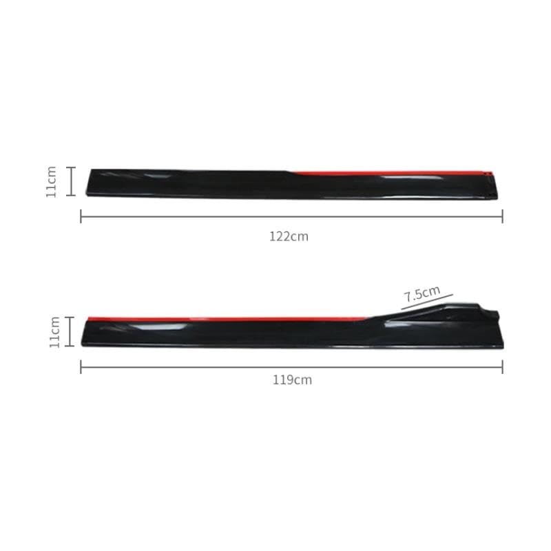 Faldones laterales para coche universales de 2 metros en rojo y negro kit de 4 piezas 3