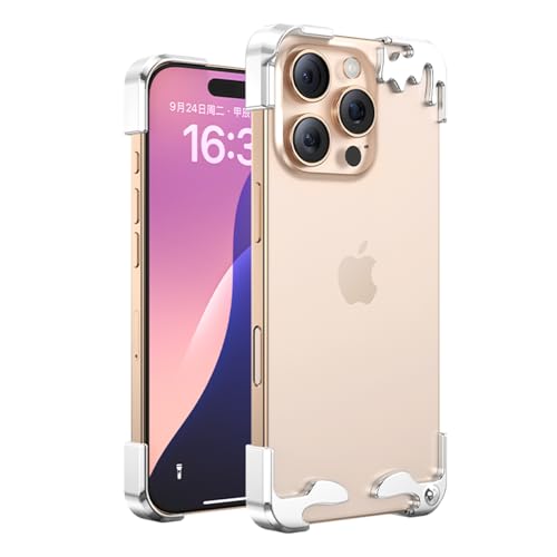 ZIDOXING Metal Shock-Absorbing Snow Melting Armor Phone Case, Suitable for All Styles of iPhone 12-16,with Reinforced Corners and Protective Cover, Heavy-Duty Drop Protection and Durable Silver Frame