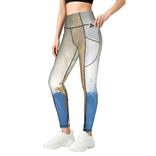 Pantalones de yoga holgados que eliminan la presión y leggings de descanso con estampado azul cómodo
