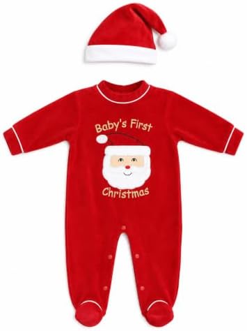 Just Love Christmas Coverall for Baby & Infant with Matching Santa Hat