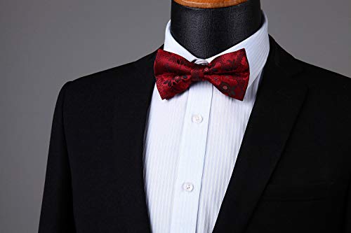 Image of HISDERN Bow Ties for Men Paisley Floral Pre-tied Bowtie Pocket Square Set Men's Formal Bow Ties Wedding Party