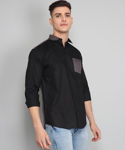 Image of Jacob Premium Black Solid Casual Cotton Shirt for Men.(AB D 402 XL)
