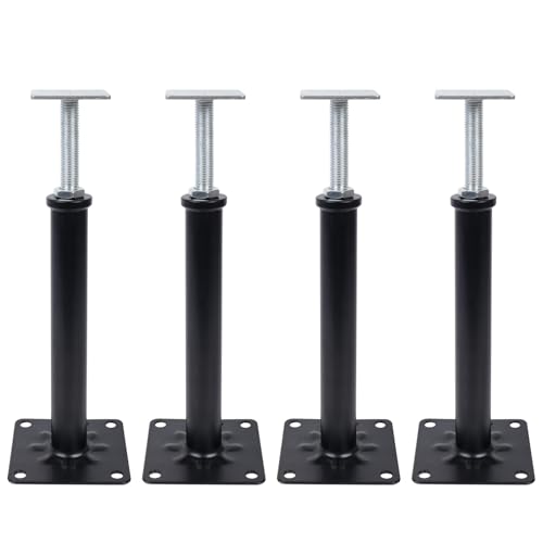 Image of 4-Pack House Floor Jacks, 16-20 Inch Adjustable Steel Posts, Black