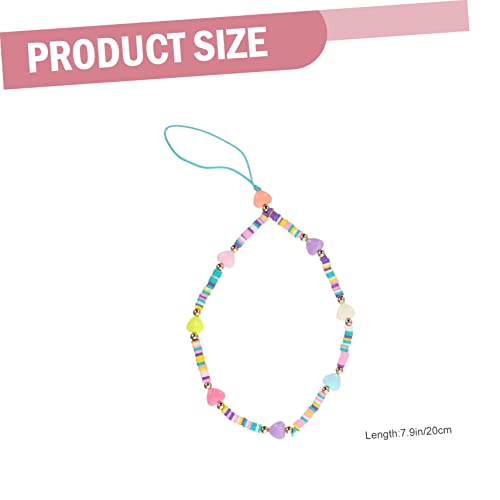 Chaîne de téléphone perles cœur robuste et strap de poignet coloré