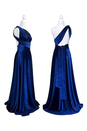 Image of Velvet Infinity Dress with Bandeau, Convertible Bridesmaid Dresses, Multiway Wrap Maxi Long Formal Wedding Guest Dress