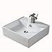 Kraus C-KCV-150-14301BN White Square Ceramic Sink and Unicus Basin Faucet Brushed Nickel